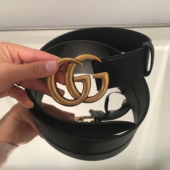 Gucci Accessories - Gucci gold black GG belt 90